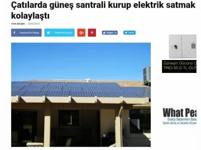 ÇATILARDA GÜNEŞ SANTRALİ KURUP ELEKTRİK SATMAK KOLAYLAŞTI (ENERJİENSTİTUSU.COM)