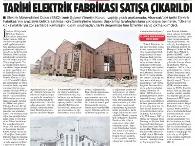 TARİHİ ELEKTRİK FABRİKASI SATIŞA ÇIKARILDI (DENİZLİ GAZETESİ)