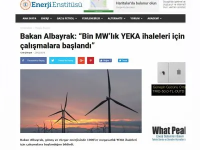 BAKAN ALBAYRAK: “BİN MW’LIK YEKA İHALELERİ İÇİN ÇALIŞMALARA BAŞLANDI” (ENERJİENSTİTUSU.COM)