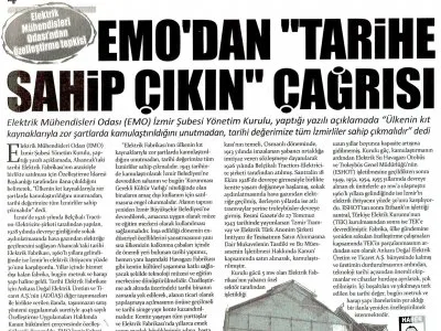 EMO`DAN `TARİHE SAHİP ÇIK` ÇAĞRISI (YENİ BAKIŞ)
