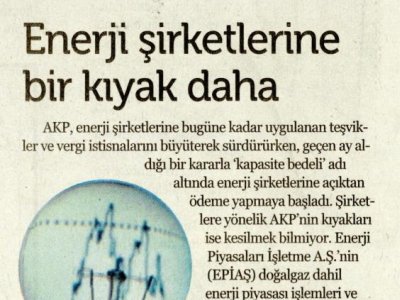 ENERJİ ŞİRKETLERİNE BİR KIYAK DAHA (ÖZGÜRLÜKÇÜ DEMOKRASİ)