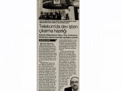 TELEKOM DA DEV İŞTEN ÇIKARMA HAZIRLIĞI (CUMHURİYET, 24.03.2018)