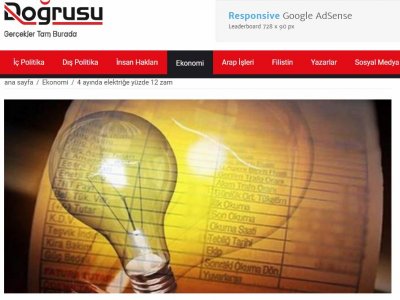 4 AYINDA ELEKTRİĞE YÜZDE 12 ZAM (DOGRUSUNEWS.COM)