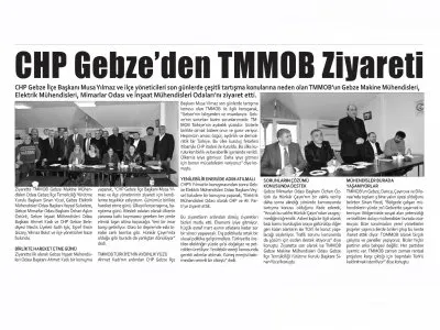 GAZETE ULUS: CHP GEBZE‘DEN TMMOB ZİYARETİ