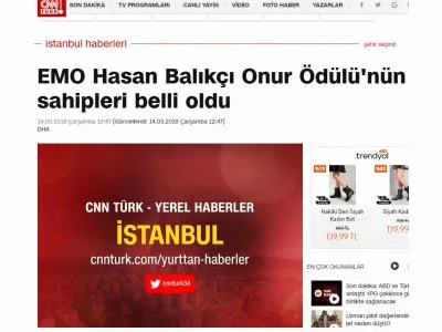 EMO HASAN BALIKÇI ONUR ÖDÜLÜ`NÜN SAHİPLERİ BELLİ OLDU (CNNTURK.COM)