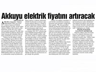 AKKUYU ELEKTRİK FİYATINI ARTIRACAK (ANAYURT)