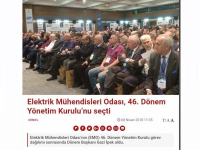 ELEKTRİK MÜHENDİSLERİ ODASI, 46. DÖNEM YÖNETİM KURULU’NU SEÇTİ (EVRENSEL.NET)