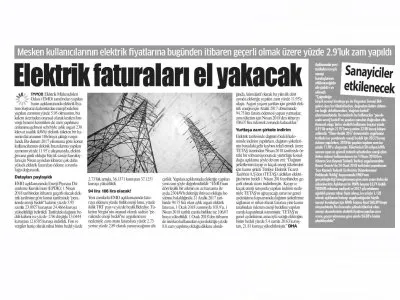 ELEKTRİK FATURALARI EL YAKACAK (GAZETE DAMGA)