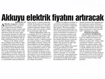 AKKUYU ELEKTRİK FİYATINI ARTIRACAK (ANAYURT)