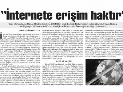 İNTERNETE ERİŞİM HAKTIR (BAŞKENT GAZETESİ, 18.04.2018)