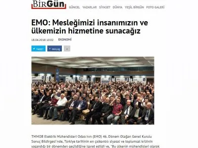 EMO: MESLEĞİMİZİ İNSANIMIZIN VE ÜLKEMİZİN HİZMETİNE SUNACAĞIZ (BİRGUN.NET)