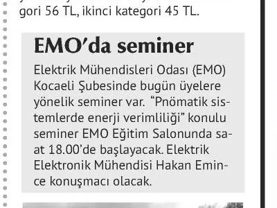 ÖZGÜR KOCAELİ:EMO`DA SEMİNER