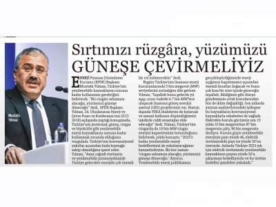 SIRTIMIZI RÜZGARA, YÜZÜMÜZÜ GÜNEŞE ÇEVİRMELİYİZ (HÜRRİYET)