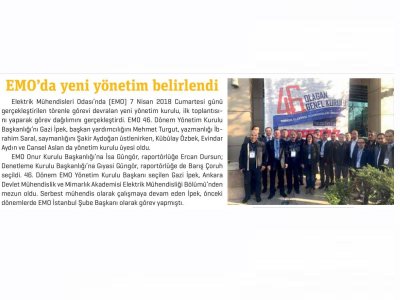 EMO`DA YENİ YÖNETİM BELİRLENDİ (ENERJİ PANORAMA)
