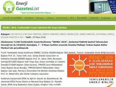 IRENEC 2018, YENİLENEBİLİR ENERJİ LİDERLERİNİ BİR ARAYA GETİRİYOR (ENERJİGAZETESİ.İST)