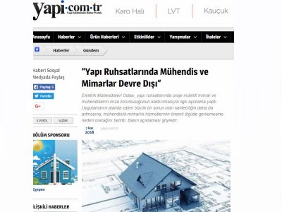 “YAPI RUHSATLARINDA MÜHENDİS VE MİMARLAR DEVRE DIŞI” (YAPİ.COM.TR)