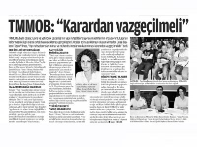 MAVİ KOCAELİ: ``TMMOB: KARARDAN VAZGEÇİLMELİ``