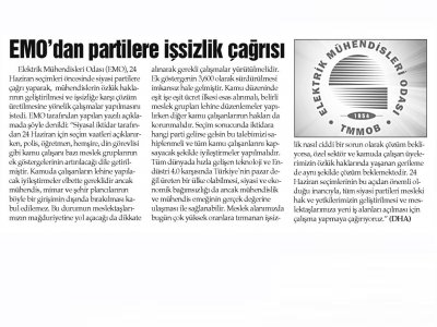 EMO`DAN PARTİLERE İŞSİZLİK ÇAĞRISI (İSTANBUL)