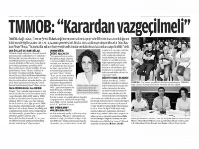 MAVİ KOCAELİ: ``TMMOB: KARARDAN VAZGEÇİLMELİ``