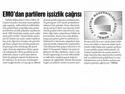 EMO`DAN PARTİLERE İŞSİZLİK ÇAĞRISI (İSTANBUL)