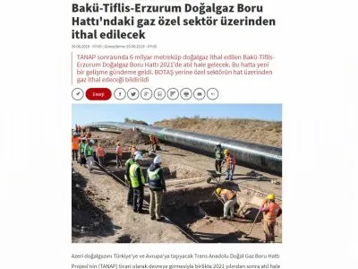 BAKÜ-TİFLİS-ERZURUM DOĞALGAZ BORU HATTI`NDAKİ GAZ ÖZEL SEKTÖR ÜZERİNDEN İTHAL EDİLECEK (HABERTURK.COM)