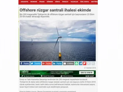 OFFSHORE RÜZGAR SANTRALİ İHALESİ EKİMDE (DUNYA.COM)
