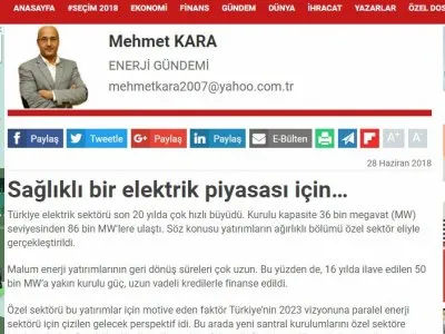 SAĞLIKLI BİR ELEKTRİK PİYASASI İÇİN… (MEHMET KARA-DUNYA.COM)