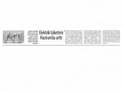 ELEKTRİK TÜKETİMİ HAZİRAN`DA ARTTI (KARAR)