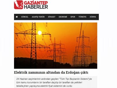 ELEKTRİK ZAMMININ ALTINDAN DA ERDOĞAN ÇIKTI (GAZİANTEPHABERLER.COM)