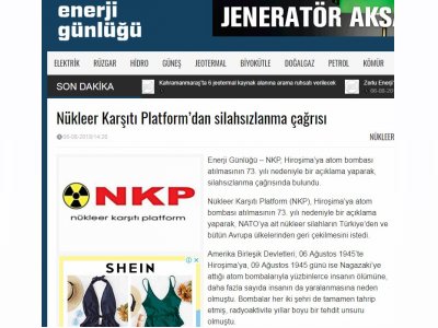NÜKLEER KARŞITI PLATFORM’DAN SİLAHSIZLANMA ÇAĞRISI (ENERJİGUNLUGU.NET)