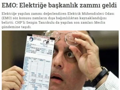 EMO: ELEKTRİĞE BAŞKANLIK ZAMMI GELDİ (GAZETEDUVAR.COM.TR)