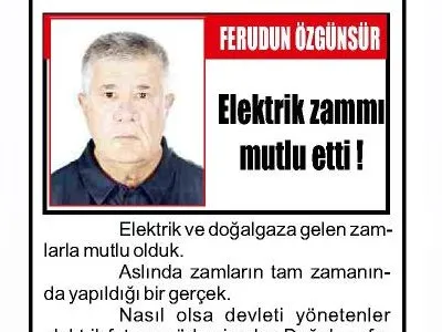 ELEKTRİK ZAMMI MUTLU ETTİ! (FERUDUN ÖZGÜNSÜR- ANTALYA EKONOMİ)