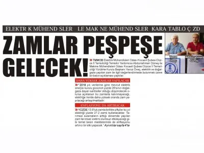 DÜZCE POSTASI: ZAMLAR PEŞPEŞE GELECEK
