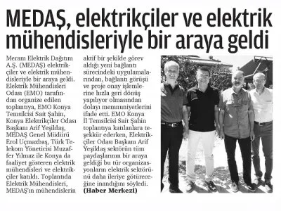 MEDAŞ, ELEKTRİKÇİLER VE ELEKTRİK MÜHENDİSLERİYLE BİR ARAYA GELDİ (KONYA PUSULA, 15.08.2018)