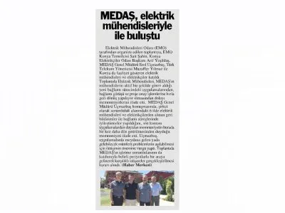 MEDAŞ, ELEKTRİK MÜHENDİSLERİYLE İLE BULUŞTU (KONYA POSTASI, 15.08.2018)