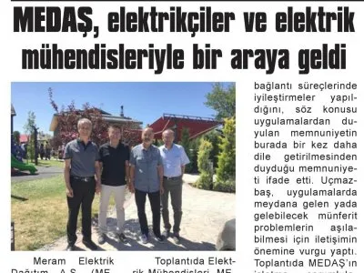MEDAŞ, ELEKTRİKÇİLER VE ELEKTRİK MÜHENDİSLERİYLE BİR ARAYA GELDİ (PERVASIZ, 15.08.2018)