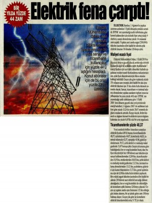 ELEKTRİK FENA ÇARPTI (YURT GAZETESİ)