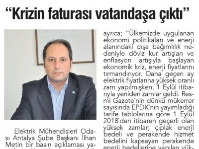 KRİZİN FATURASI VATANDAŞA ÇIKTI (AKDENİZ SON HABER - 05.09.2018)