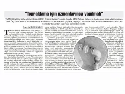 `TOPRAKLAMA İŞİN UZMANLARINCA YAPILMALI` (BAŞKENT GAZETESİ, 20.09.2018)