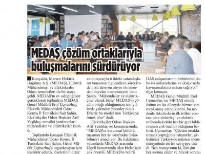 MEDAŞ ÇÖZÜM ORTAKLARIYLA BULUŞMALARINI SÜRDÜRÜYOR (KONYA HAKİMİYET, 24.09.2018)