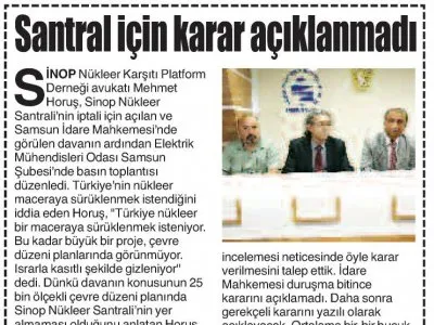 SANTRAL İÇİN KARAR AÇIKLANMADI (GAZETE GERÇEK)