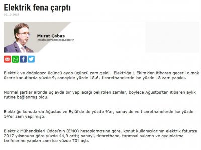ELEKTRİK FENA ÇARPTI (MURAT ÇABAS- YENİMESAJ.COM.TR)