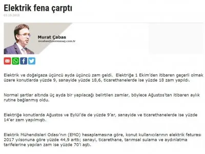 ELEKTRİK FENA ÇARPTI (MURAT ÇABAS- YENİMESAJ.COM.TR)