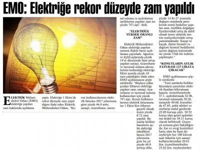 EMO: ELEKTRİĞE REKOR DÜZEYDE ZAM YAPILDI (GÜÇLÜ ANADOLU)