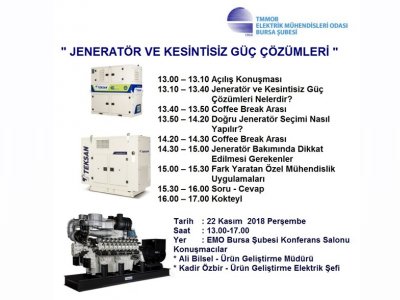 ` JENERATÖR VE KESİNTİSİZ GÜÇ ÇÖZÜMLERİ ` TEKNİK SEMİNER