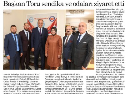 BAŞKAN TORU SENDİKA VE ODALARI ZİYARET ETTİ (ANADOLU TELGRAF, 07.11.2018)