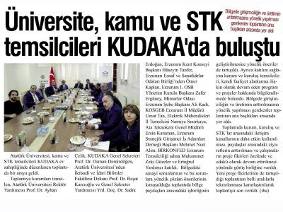 ÜNİVERSİTE KAMU VE STK TEMSİLCİLERİ KUDAKA DA BULUŞTU (GÜNEBAKIŞ, 13.11.2018)