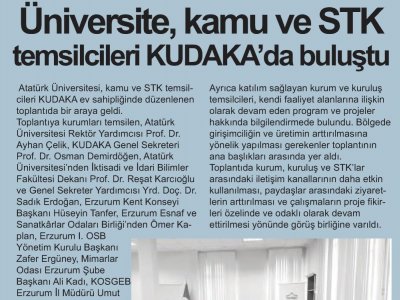 ÜNİVERSİTE, KAMU VE STK TEMSİLCİLERİ KUDAKA DA BULUŞTU (MİLLETİN SESİ, 13.11.2018)