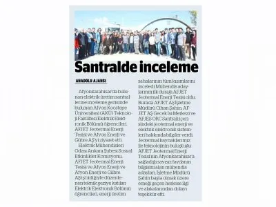 SANTRALDE İNCELEME (ESKİŞEHİR ANADOLU, 07.11.2018)
