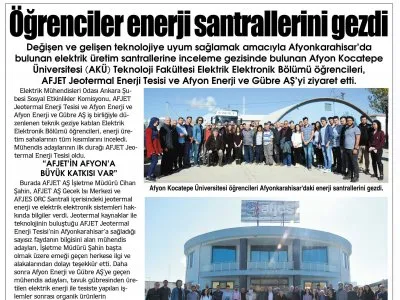 ÖĞRENCİLER ENERJİ SANTRALLERİNİ GEZDİ (GAZETE 3, 07.11.2018)